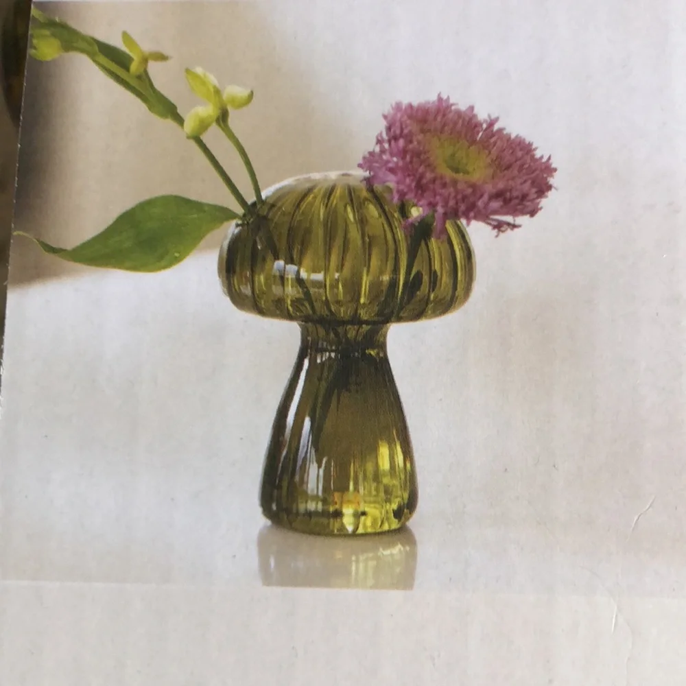 Green MUSHROOM Glass Bud Vase